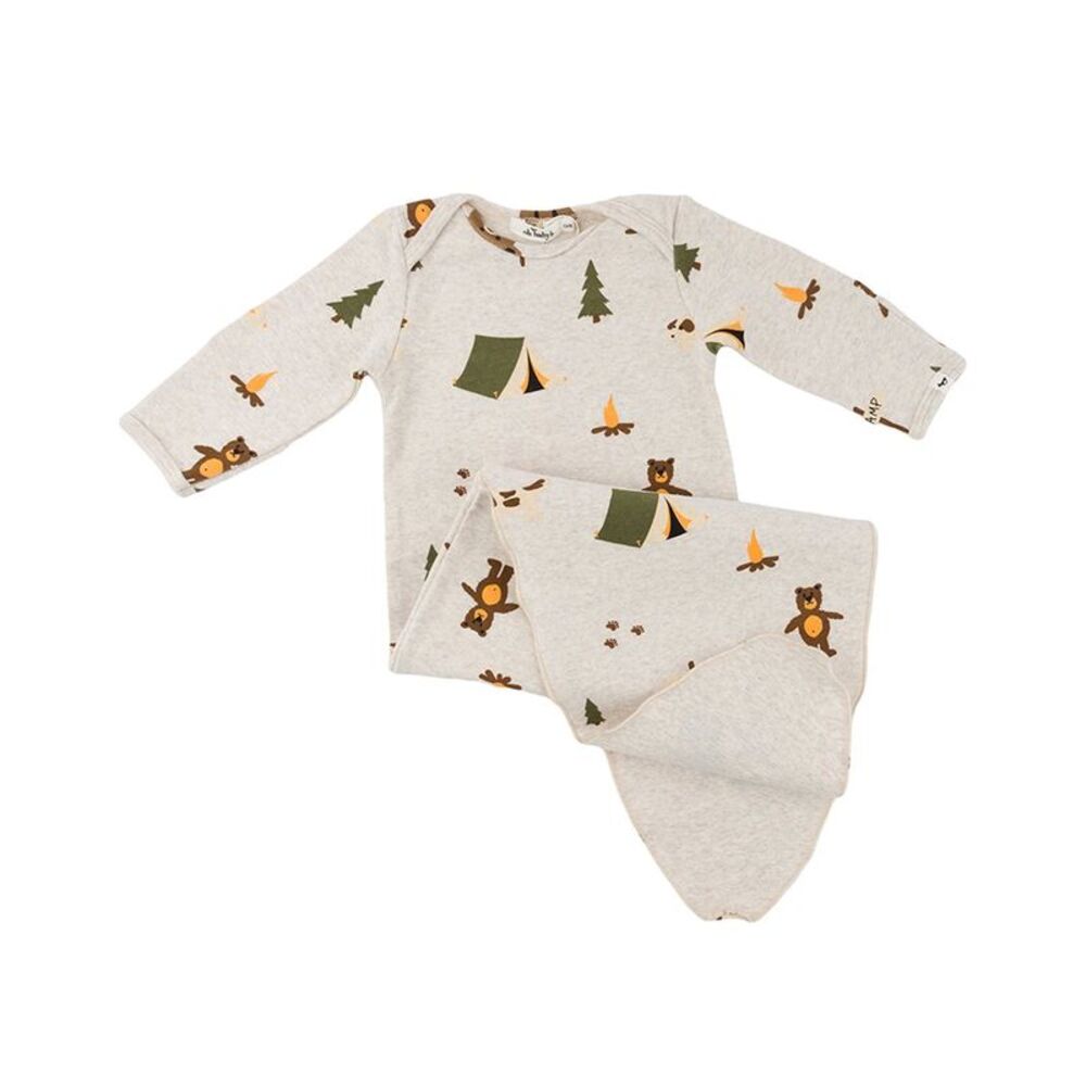 Oh Baby! Camping Print Knotted Gown